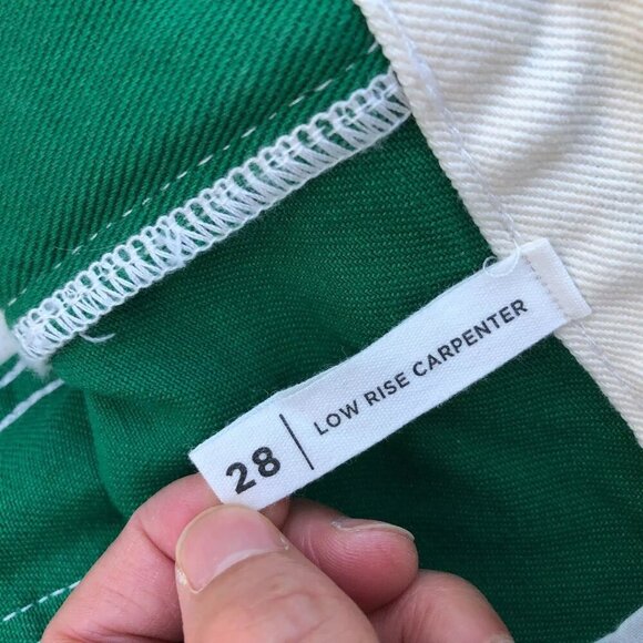 PACSUN Low Rise Carpenter Denim Jeans Women's 28 Color Block Green Pants​ - Picture 4 of 11